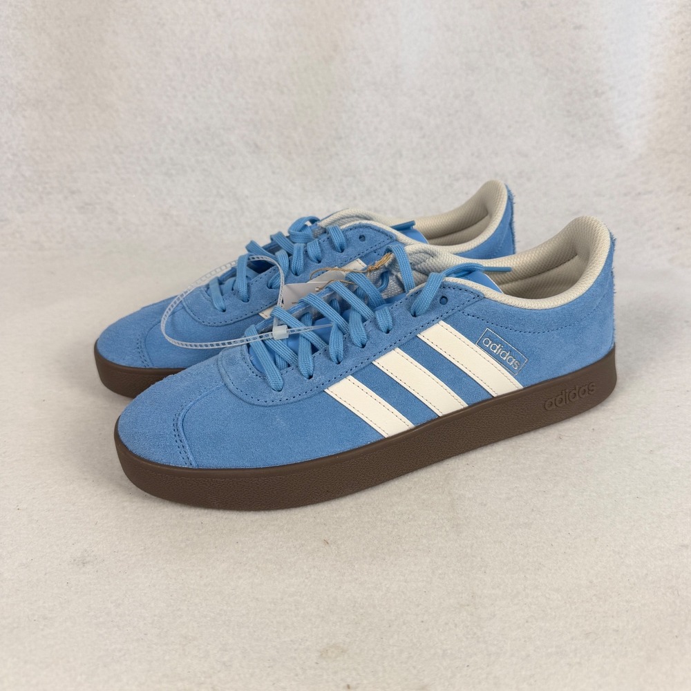 Adidas VL Court 2.0 Blue Suede Gum Sole‎ Sneakers Low Top Mens Size US 8.5 UK 8